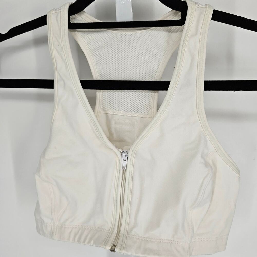 Jogbra Womens Sz S Medium Impact Sports Bra Front Zip White
